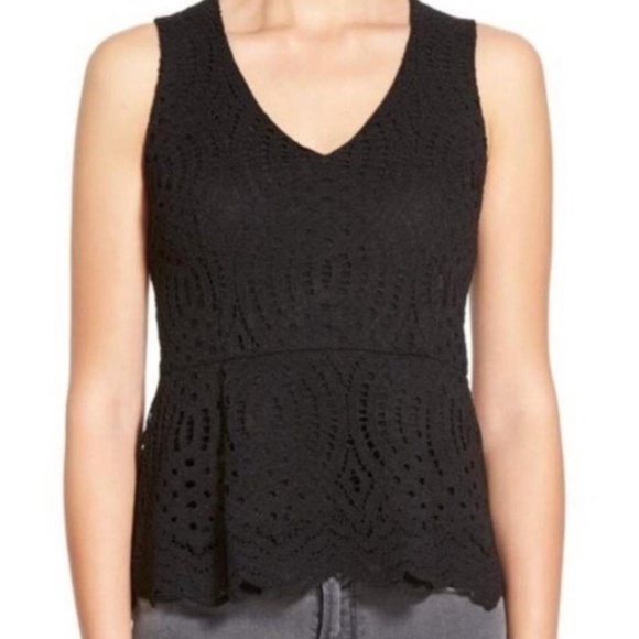 Willow & Clay Tops - Willow & Clay Black Lace Peplum Tank Top Size Medium